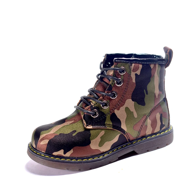 002 ArmyGreen AOGT/детские ботинки из искусственной кожи; водонепроницаемые ботинки martin; сезон осень-зима; модные детские ботинки; Брендовая обувь для мальчиков и девочек; резиновые сапоги - Цвет: 002 ArmyGreen
