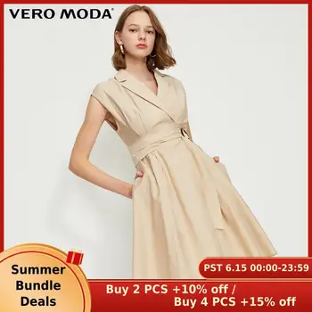 

Vero Moda Women‘s OL Style Turn-down Collar Wrap Sleeveless Dress | 31927B553