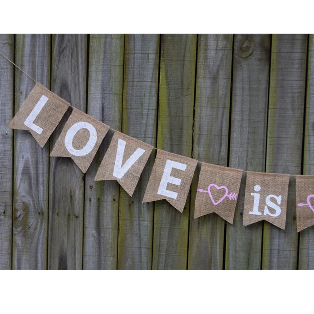 Фото Надпись «Love is sweet» из мешковины, надпись «SweetsCake» для стола, деревенская свадьба, надпись «Love is Sweet», украшение для свадебного торжества, милый №2