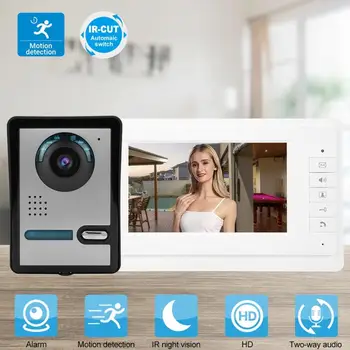 

7in LCD Video Door Phone Doorbell Intercom Camera Monitor Home Security System 110-240V 92 Degree Wide Angle