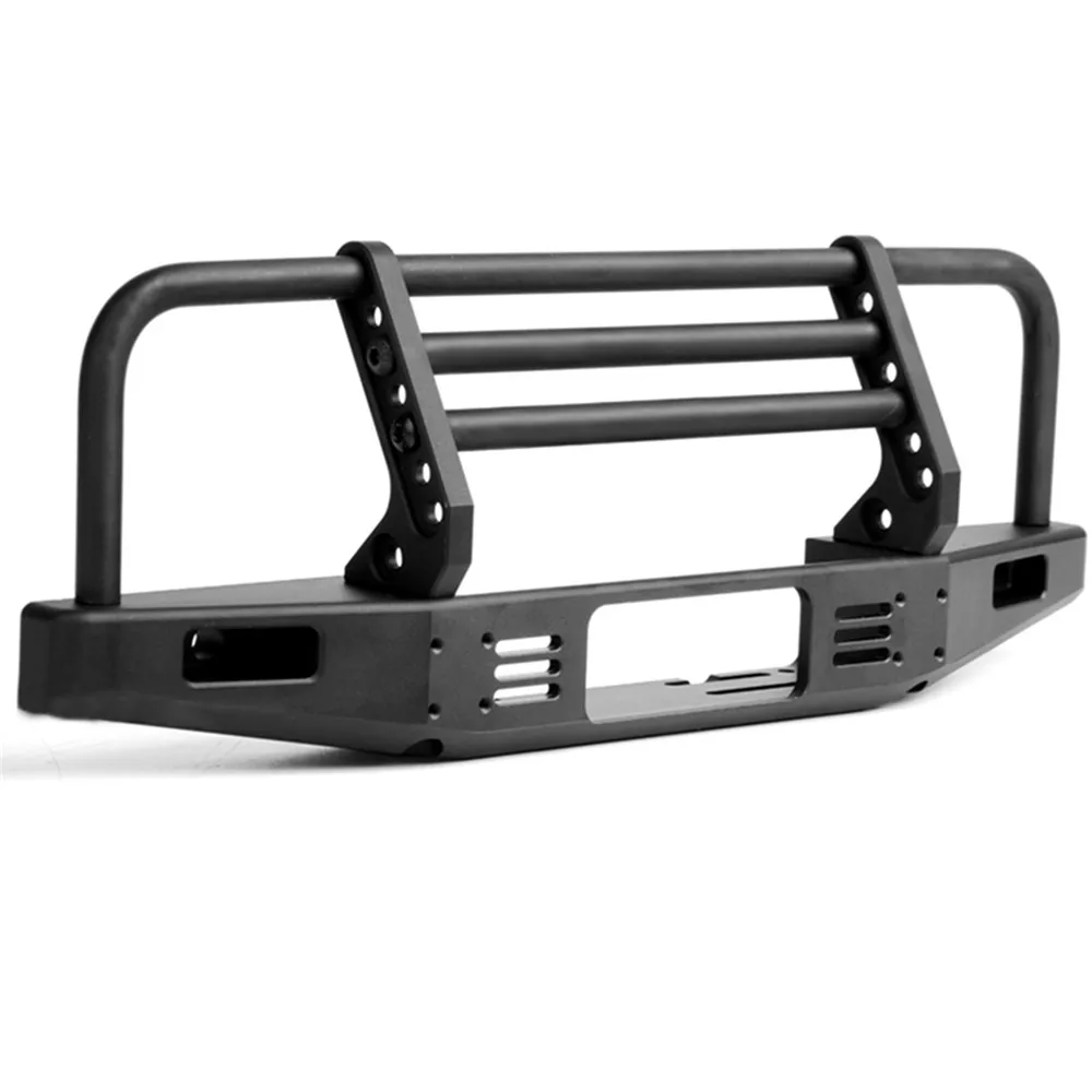 Черный Металлический передний бампер для Traxxas TRX4 Defender Axial SCX10 90046 90047 металлический ударопрочный передний бампер с ламповым шнуром RC автомобильные запчасти - Цвет: Черный