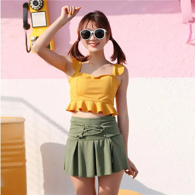 

Bathing Suit Women's 2020 New Style Split Type Japanese-style Online Celebrity Split Type Boxer Skirt Hot Springs Bathing Suit S