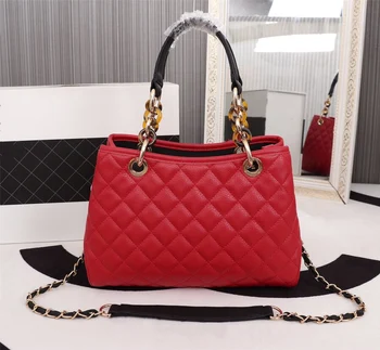 

2020 new high-end brand design leather large capacity fashion shopping bag high end gold chain design caviar women's leather bag