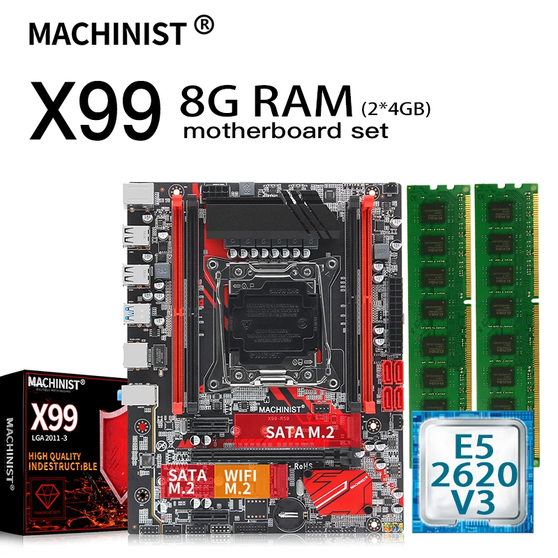 Комплект материнской платы X99 с процессором Intel Xeon E5 2620 V3 LGA 2011 3 8 Гб (2*4 Гб) Память DDR4