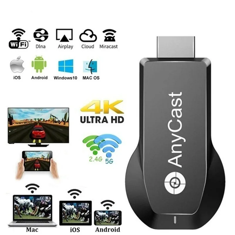 

2019 New Anycast M100 2.4G 5G HDMI 4K Ultra HD Wireless DLNA AirPlay HDMI TV Stick Wifi Display Dongle Receiver for IOS Android