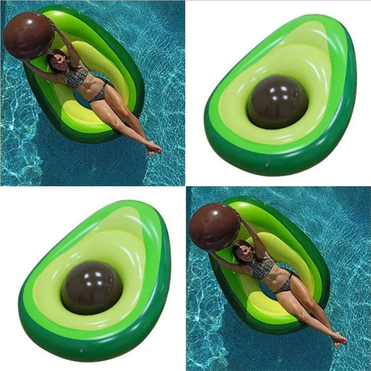 

2019 New Style PVC Inflatable Avocado Floating Row Overwater Floating Mat Rose Gold Flamingo Riding Shells Floating Row
