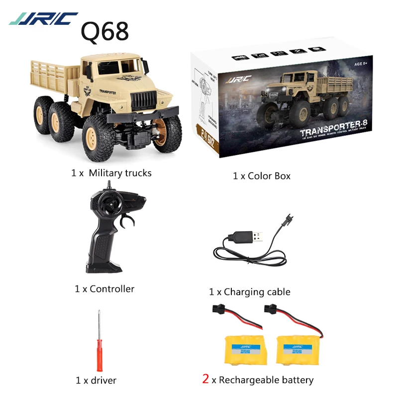 JJRC/Q68 Q69 6WD 1/18 RC Автомобиль 2,4G внедорожный военный грузовик с дистанционным управлением 10 км/ч RC Гусеничный альпинистский автомобиль игрушка RTR - Цвет: Q68 Y-2 batteries