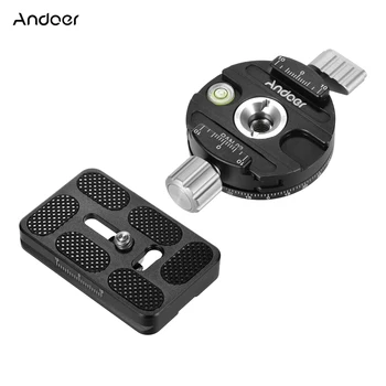 

Andoer PAN-03 Panoramic Tripod Head Quick Release Plate Clamp Adapter Arca-Swiss Standard Aluminum Alloy with QR Plate