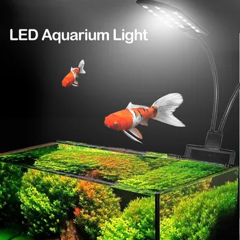 

Behogar 220V 15W Double-head Clip-on LED Aquarium Light Fish Tank Plants Grow Lamp for Home Office Aquarium White Light EU Plug