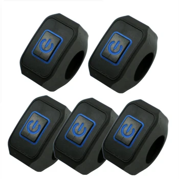 

12V Switch Buttton Handlebar Waterproof Momentry Blue Light Black 5-10A