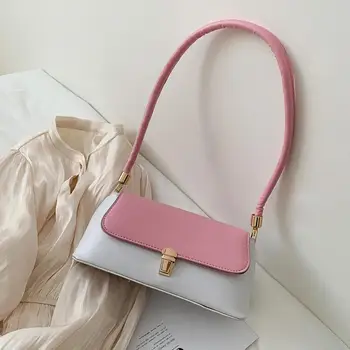 

Women Casual Leather Handbag Classic Texture Creative Delicate Chic Ladies Hit Color Small Totes Travel Shoulder Bag