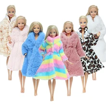 1 Pcs Handmade High Quality Doll Coat Dress Fur Clothes for Barbie Doll Winter Wear Leopard Outfit 12'' Doll Accessories Kid Toy