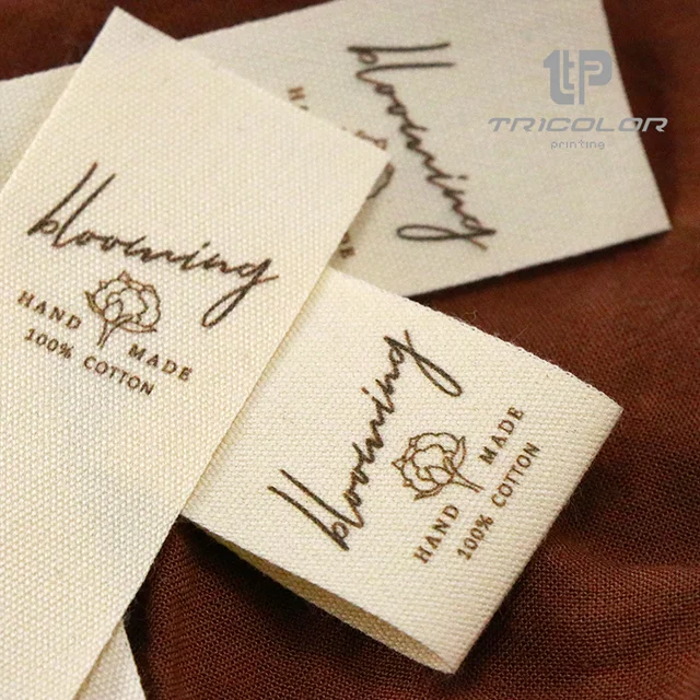 Étiquette en coton à motif personnalisé 25x70mm, étiquette de marque personnalisée pour vêtements, ruban en coton, crème lavable personnalisée 1