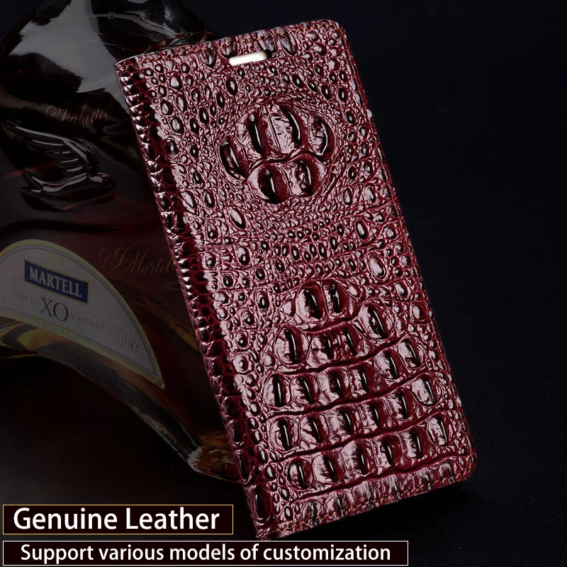Flip Phone Case For Xiaomi Mi 5s Plus 6 8 9 lite 9se 9T Pro Crocodile Head Texture Cowhide Cover | Мобильные телефоны и