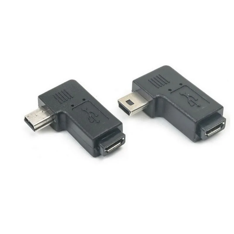 Мини-usb мужчина к Micro usb Женский 90 270 градусов угловой Конвертер Разъем синхронизации данных зарядное устройство адаптер для автомобиля MP4 планшеты кабель