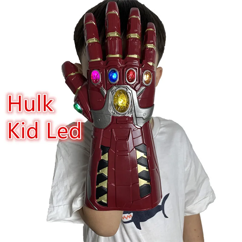 Hulk Kid Led Танос Gauntlet 1:1 светодиодный светильник войны косплей перчатки Железный человек ПВХ экшн-модель Хэллоуин для детей и взрослых - Цвет: Hulk Kid Led