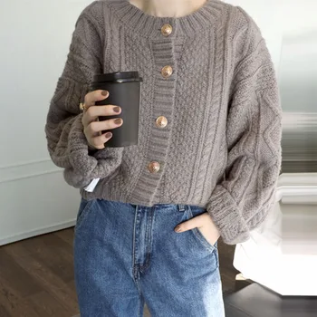 

Retro Twist Sweater Thick Knitted Cardigan Women Out Wear 2020 Autumn And Winter Loose Sweater Japanese Women Trendy Tops