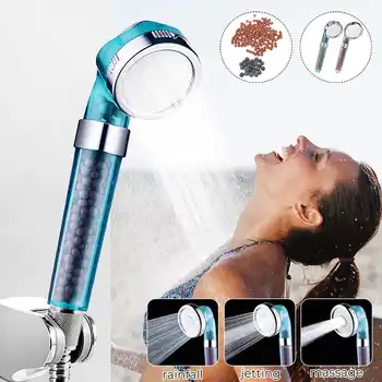 

3 Modes Bath Shower Adjustable Jetting Shower Head High Pressure Saving water Bathroom Anion Filter Shower SPA Nozzle