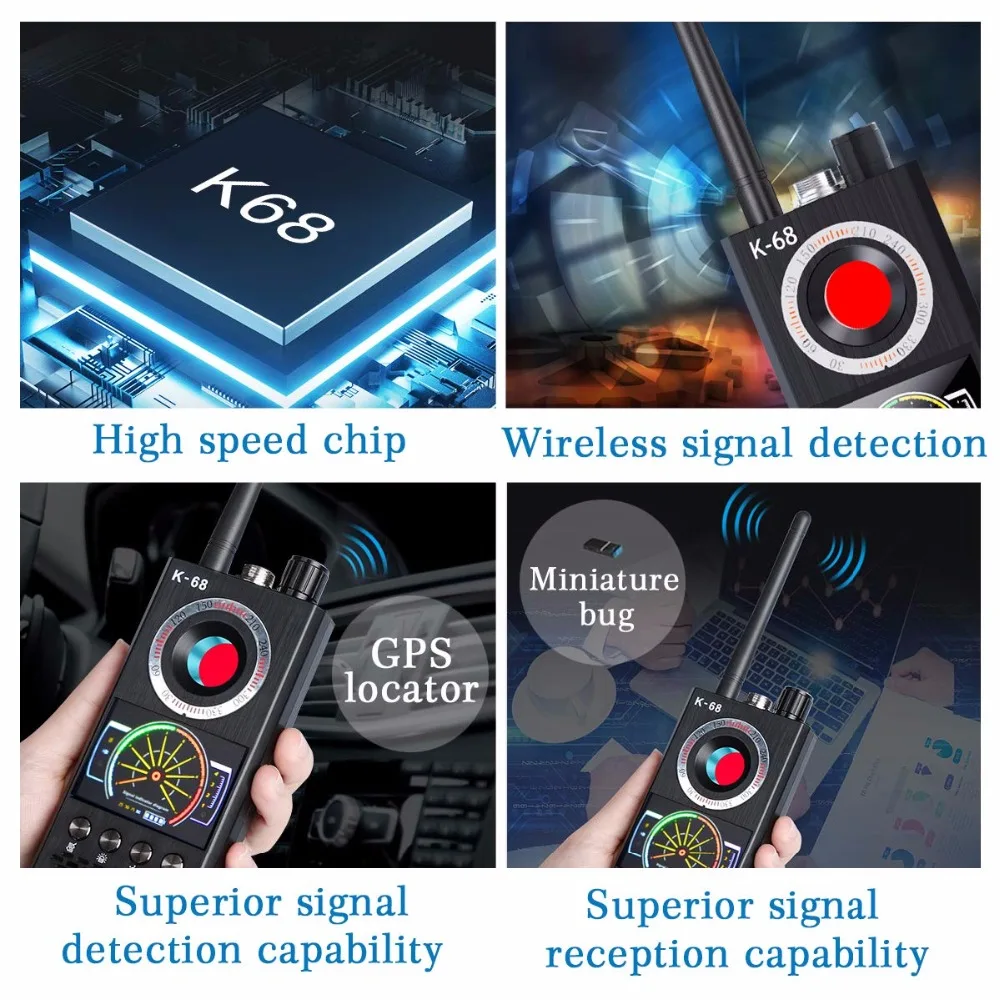 K68 gps-трекер, искатель, скрытая камера, шпионская камера, сотовый телефон, gps, радиочастотный звуковой сигнал, шпионские устройства, Dedektor, прослушивание, ошибка, мини