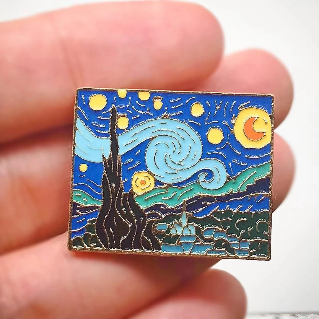 Van Gogh Starry Night Painting Enamel Lapel PinBrooches AliExpress