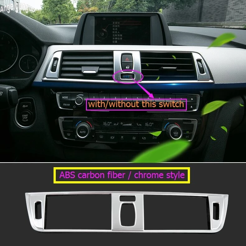 ABS carbon fiber/chrome style Car Air conditioning outlet frame cover trim sequin For BMW 3GT 3 4 series F30 F34 GT F32 upgrade