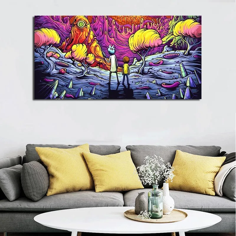 

Rick And Morty Cartoon Space Animation Planet Art Canvas Poster Painting Wall Picture Print Home Bedroom Decoration Framework HD