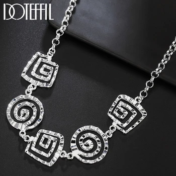 

DOTEFFIL 925 Sterling Silver 18 Inch Hollow Thread Pendant Necklace For Women Fashion Wedding Party Charm Jewelry