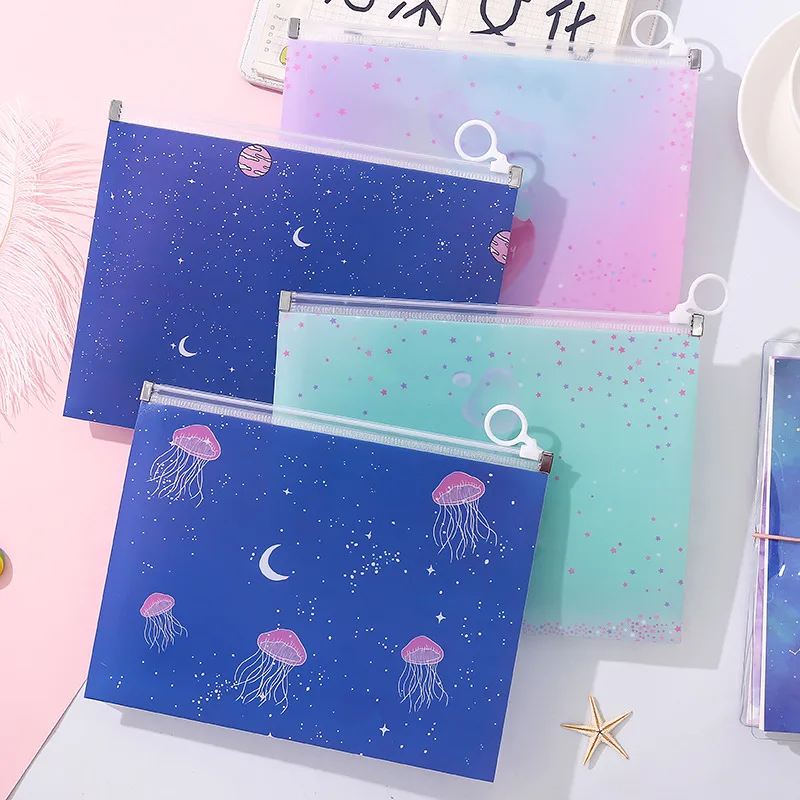 

Transparent A5 File Bag Student Cartoon Zipper Bag Large Capacity Test Papers Bag