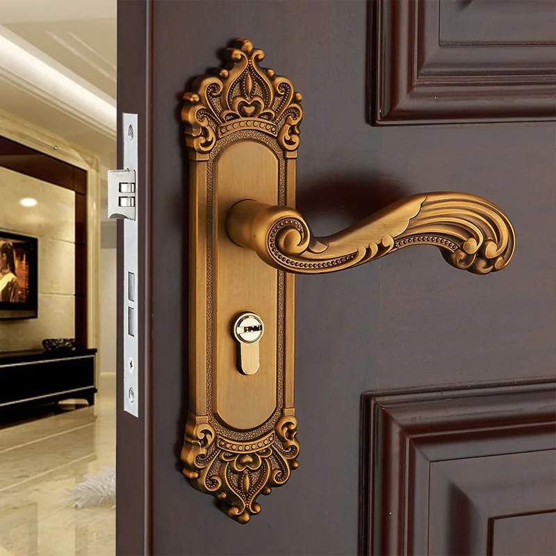 

European Style huang gu Bedroom Bearing Lock Indoor Handle Lock Wooden Doors Handle Household Door Lock Mechanical Door Lock Who