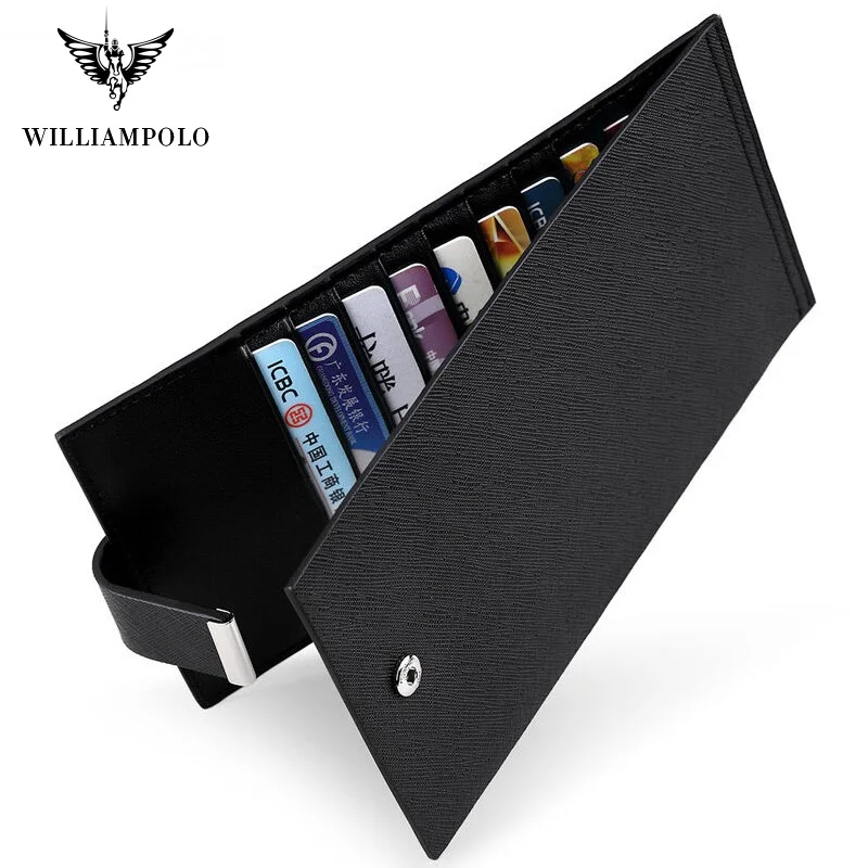 Роскошные брендовые ультратонкие кожаные кошельки WilliamPolo с переключателем