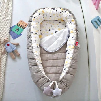 

80x50cm New Portabel Baby Bed Nest Comfortable Newborn Bed Crib Baby Sleeping Cotton Soft Cradle Travel Crib Cot With Mattress