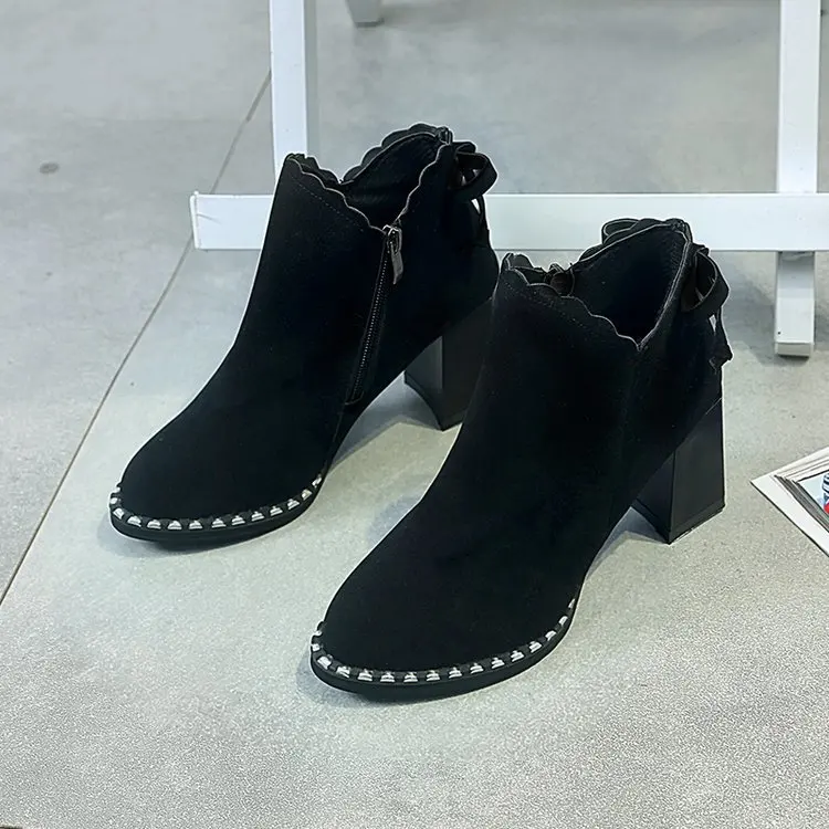 Ботильоны женские с круглым носком модные выразительные винтажные