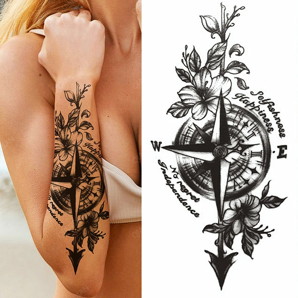 Tatuagem com Bussola: A Escolha Perfeita para Quem Busca Arte Temporária  com Significado e Estilo, image size:1000x1000