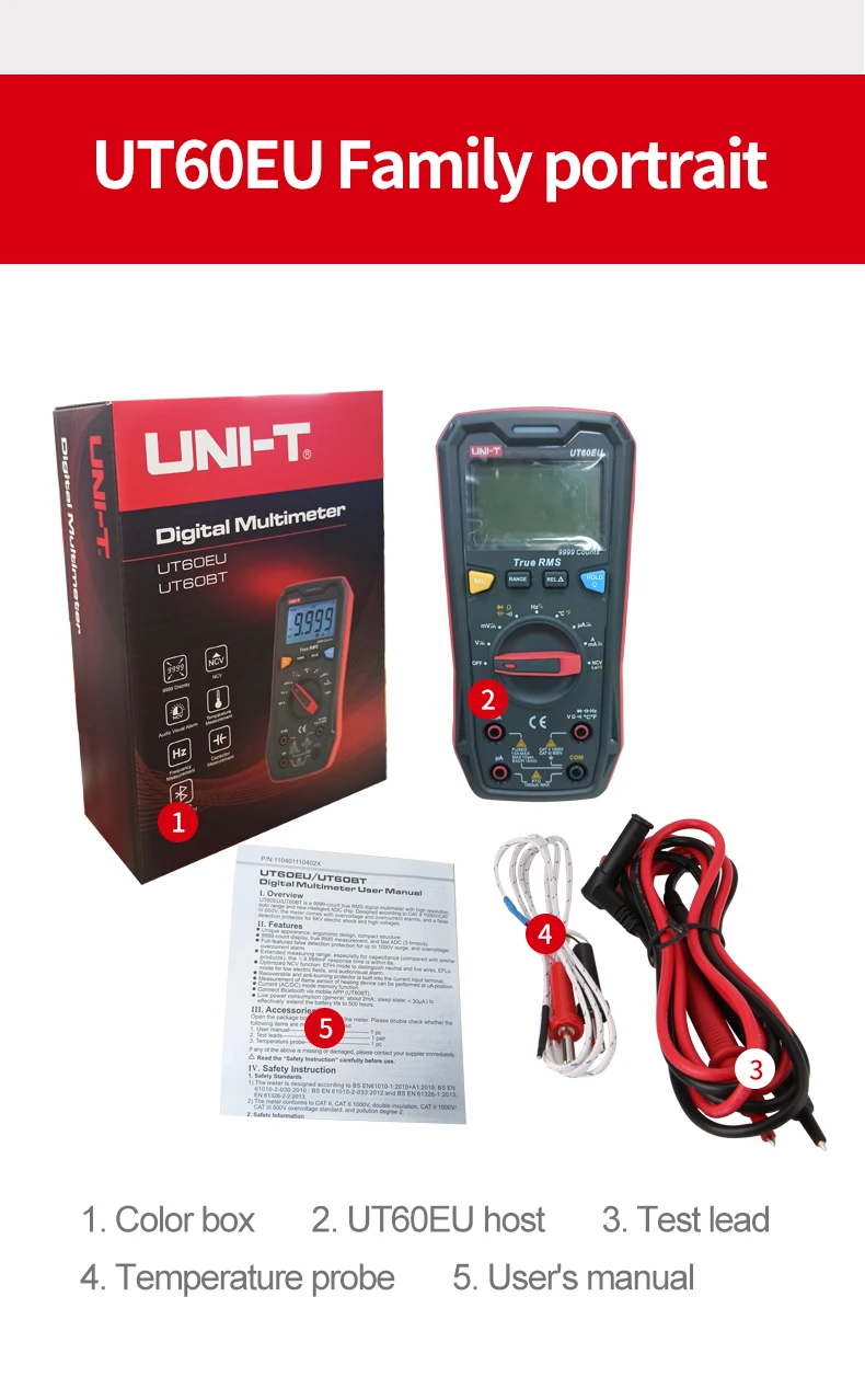 UNI-T multímetro digital profissional ut60eu 1000v ac