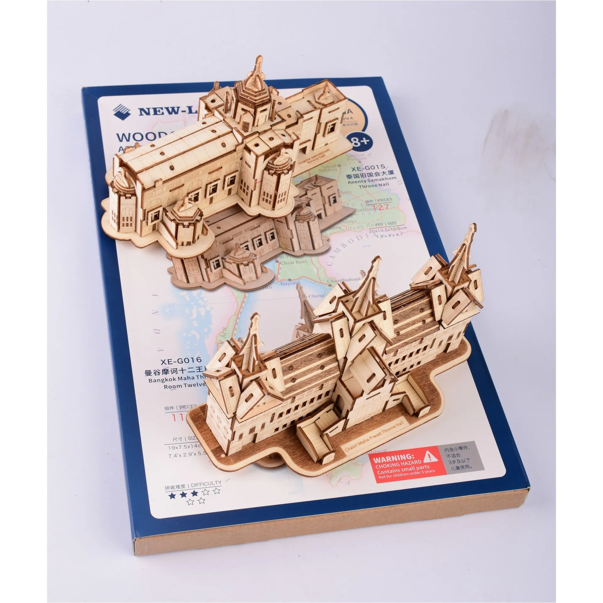 3D wooden three-dimensional jigsaw puzzle color boxed Thai style A toy