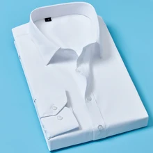 Мужские рубашки размера плюс с длинным рукавом, одноцветные деловые официальные белые мужские рубашки, модные мужские рубашки больших размеров