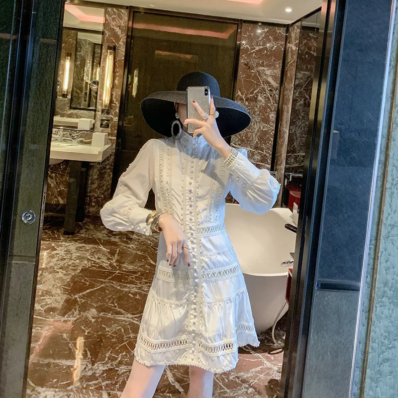 

2019 Autumn New Style French Industrial Retro Palace Style Shirt Dress Elegant Debutante France Non-mainstream Dress Women's