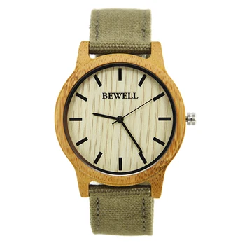 

Bewell Canvas Strap Wood Watch Light Weight Ultrathin Wristwatch Quartz