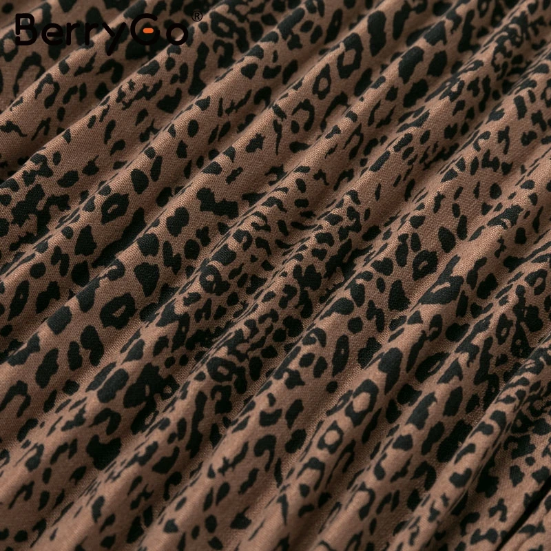 BerryGo винтажная юбка миди с леопардовым принтом Женская Осенняя богемная Асимметричная Женская юбка Повседневная Уличная Женская юбка с высокой талией