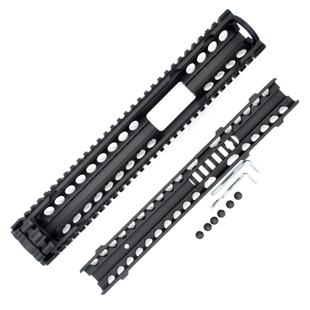 TriRock 12,7 дюймов тактическое обновление MK18 Четырехугольная перекладина, накладка Сплит 2 части Picatinny Mount system Fit. 223 черный анодированный