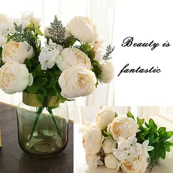 

Newly 5PCS Artificial Flowers Silk Peony Artificial Peony for Home Wedding Decoration TE889