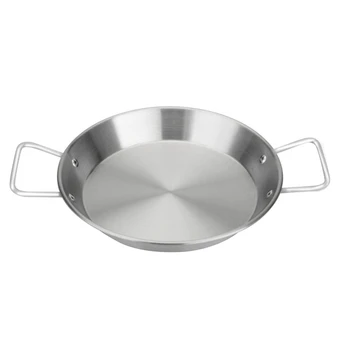 

Restaurant Flat Strip Ltalian Paella Double Ear Seafood Pot Cooking Tool Stainless Steel Shallow Soup Pot