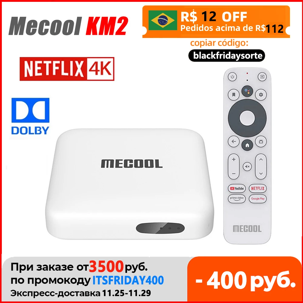 Mecool KM2 Smart TV Box Netflix 4K Amlogic S905X2 B Android 10 DDR4 2GB