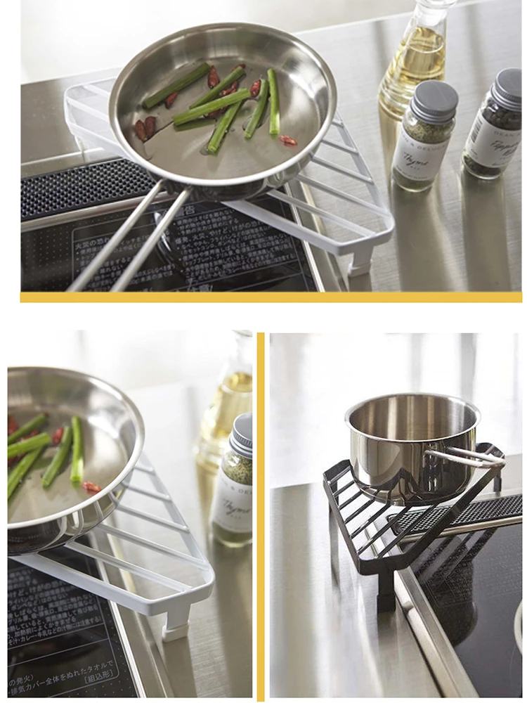 Kitchen triangle pot rack shelf floor corner dish cover storage stove