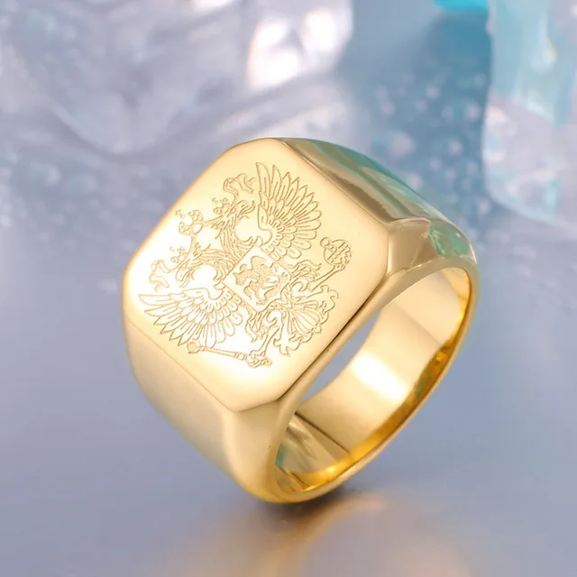 Retro Mens Rings 316L Stainless Steel For Male Boyfriend Biker Jewelry Golden Blue CZ Crystal Stones Skull Eagle Ring 2021 New Custom Color