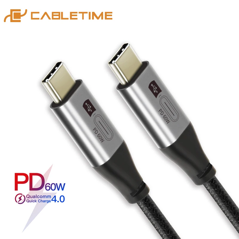 CABLETIME USB C к usb type-C PD 60 Вт кабель для huawei mate 30 PD QC 4,0 Быстрая зарядка кабель для передачи данных для Macbook Air samsung S10 C255