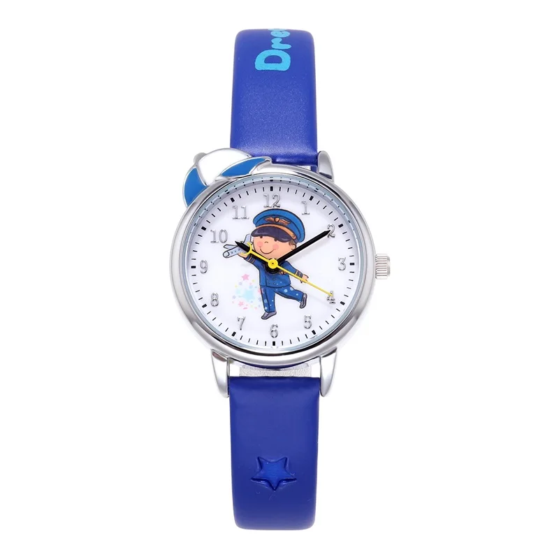 Synoke детские часы для мальчиков мультфильм Reloj De Ninos дети кожаный ремень синий милый мода маленькая девочка подарок часы - Цвет: Blue