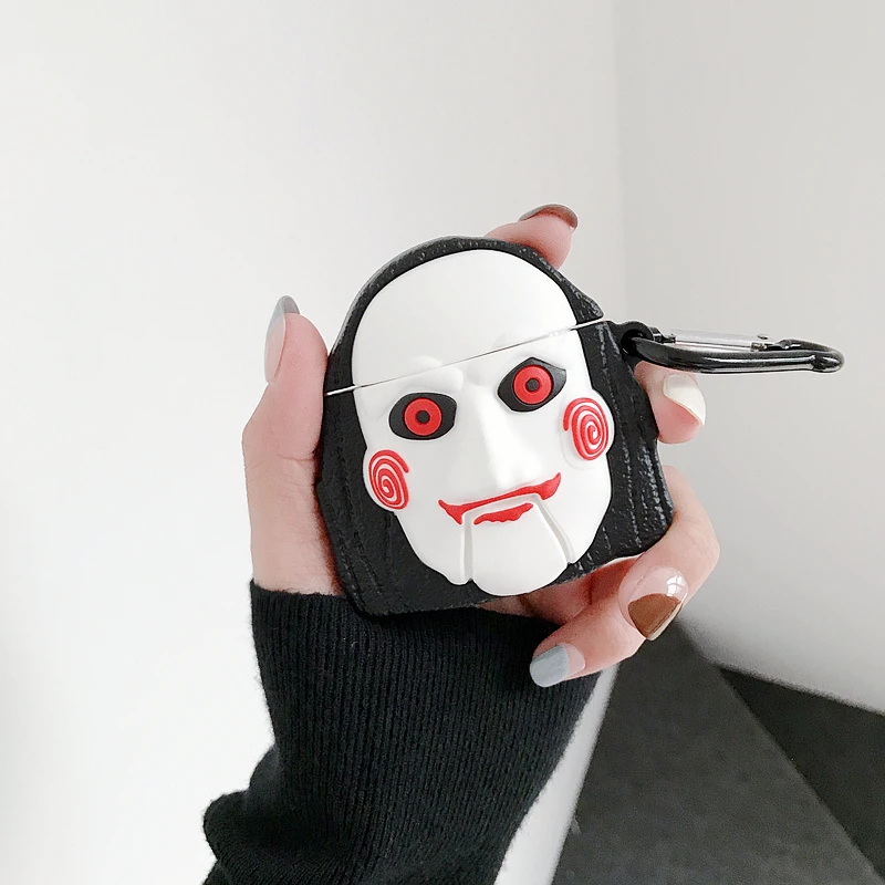 

3D Earphone Case for Airpods 2 Case Silicone clown-face Headphone Protector Cover for Apple Airpods wireless charging box