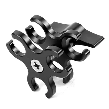 

3-hole Ball Head Butterfly Clip Diving Flashlight Light Arm Clamp Bracket Holder for Action Camera