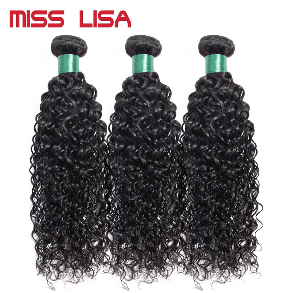 

MISS LISA 28 30 Inch Human Hair Bundles Water Wave Hair Bundles Brazilian Hair Weave Bundles Natural Color Hair Extensions